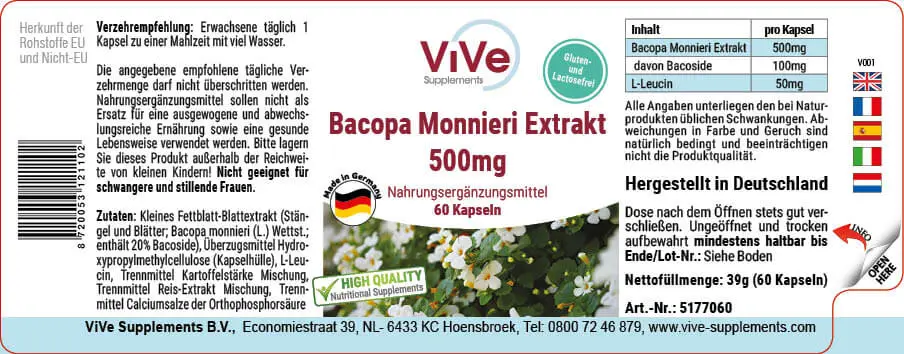 Bacopa Monnieri Extract 500mg