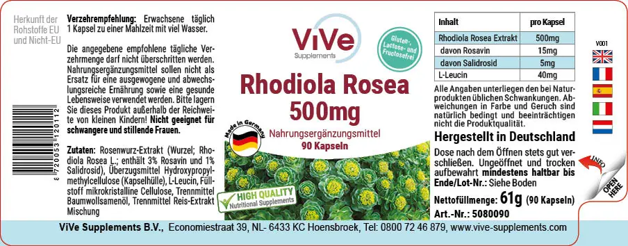 Rhodiola Rosea 500mg