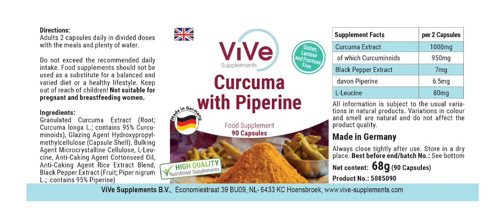 Curcuma mit Piperine 500mg 