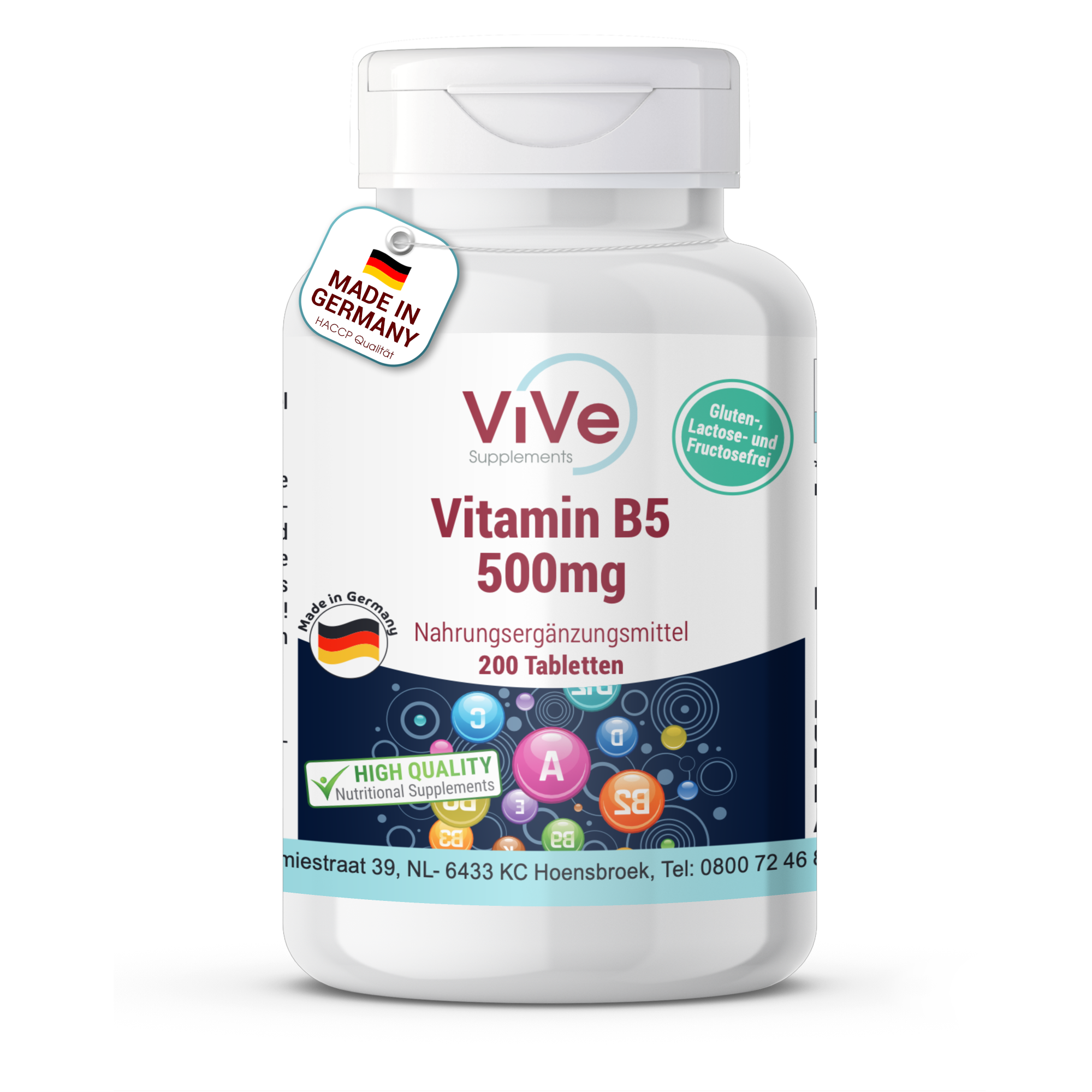 Vitamin B5 500mg - 200 Tabletten | Vive Supplements