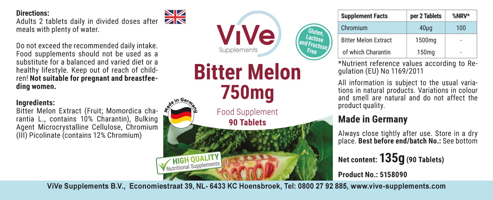 Bitter Melon 750mg + Chromium