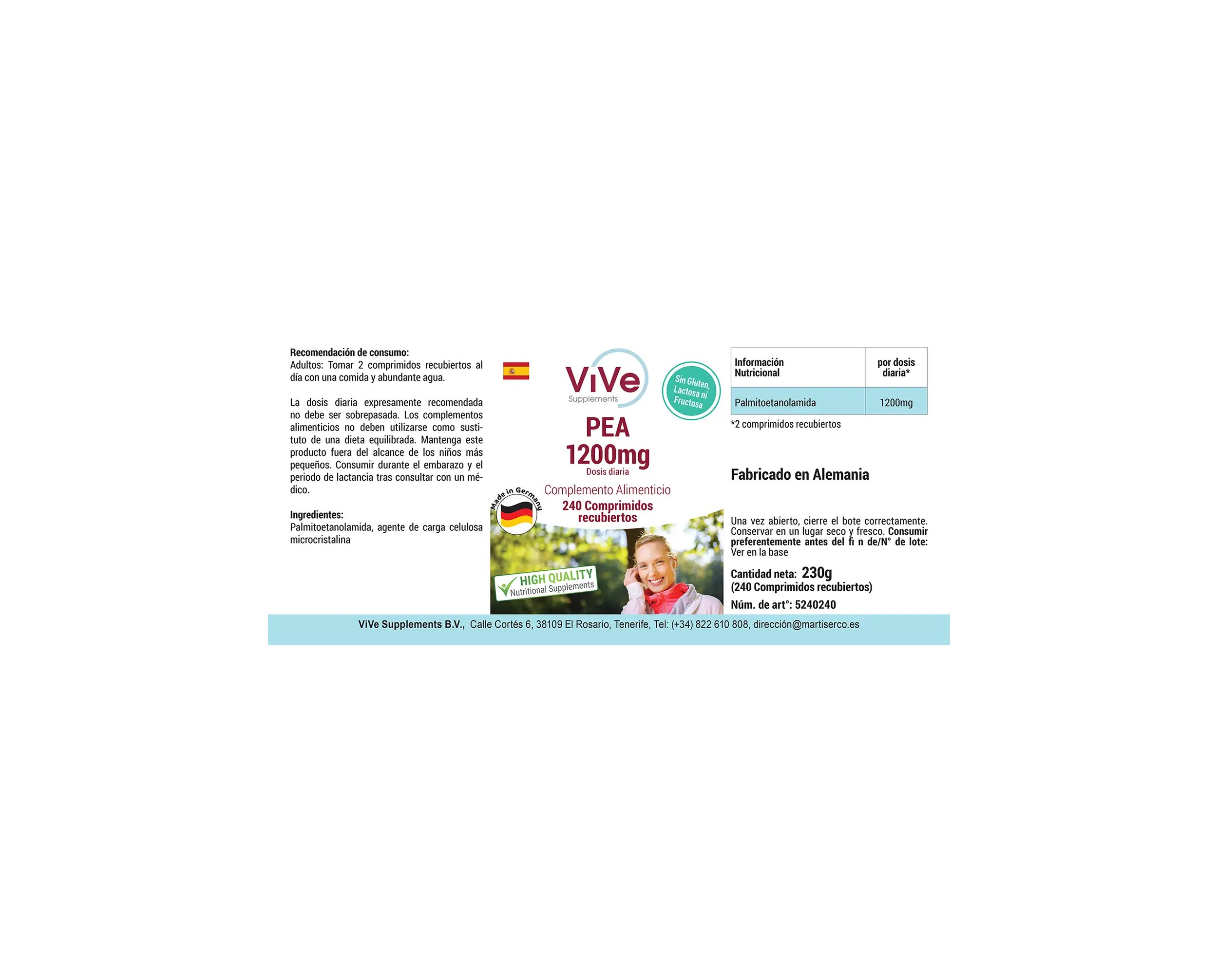 PEA 1200mg - 240 Filmtabletten | Vive Supplements