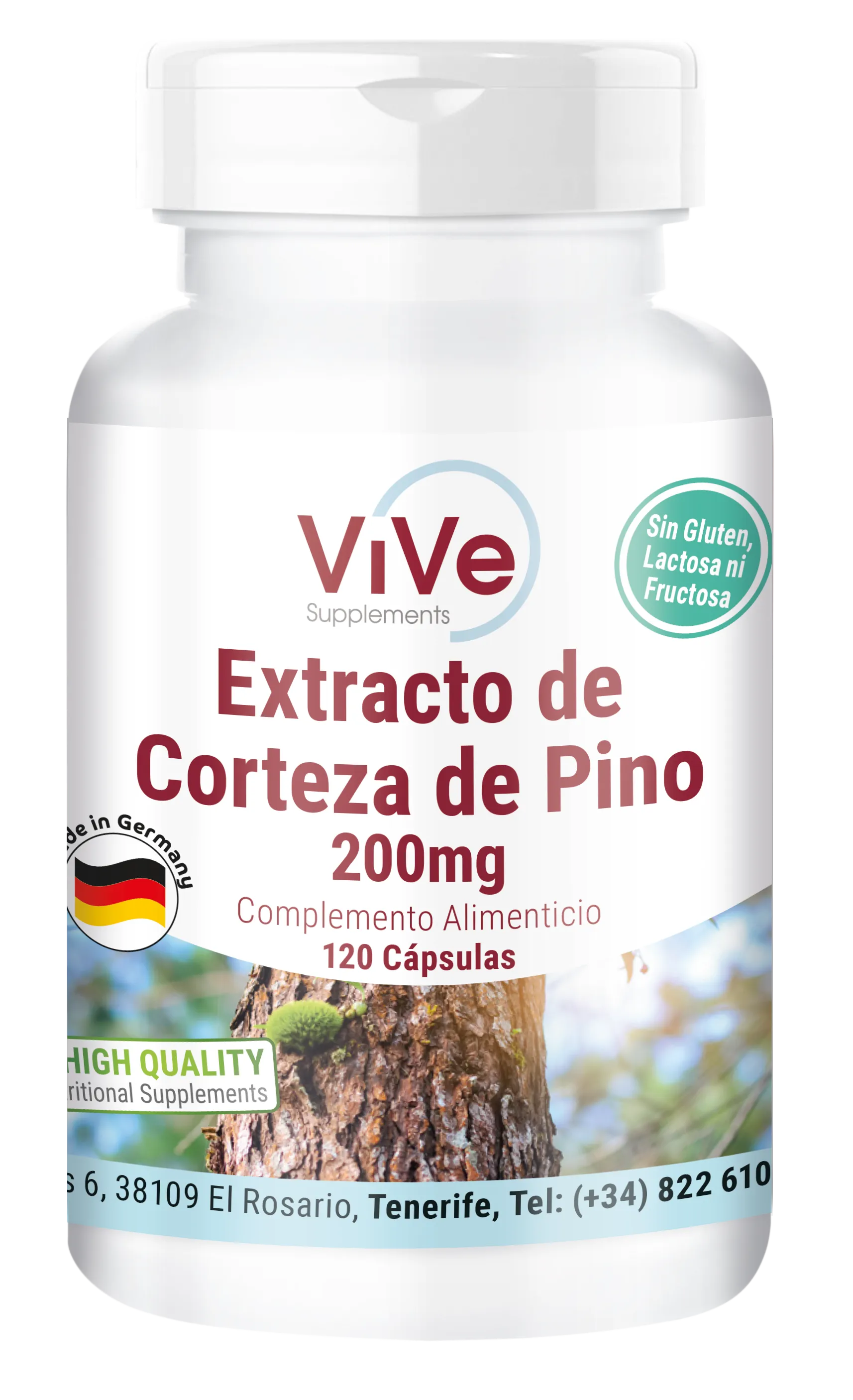 Extrakt aus Corteza de Pino 200mg. 120 Kapseln