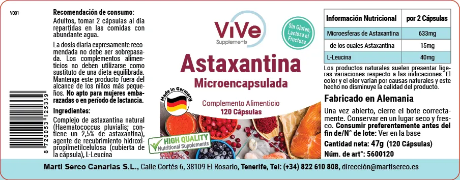 Astaxantina AstaPure®. 120 Cápsulas