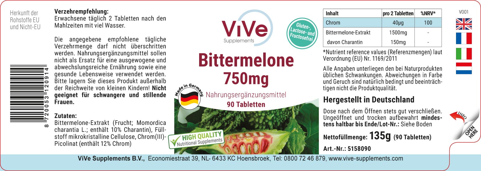 Bittere Meloen 750mg + Chroom