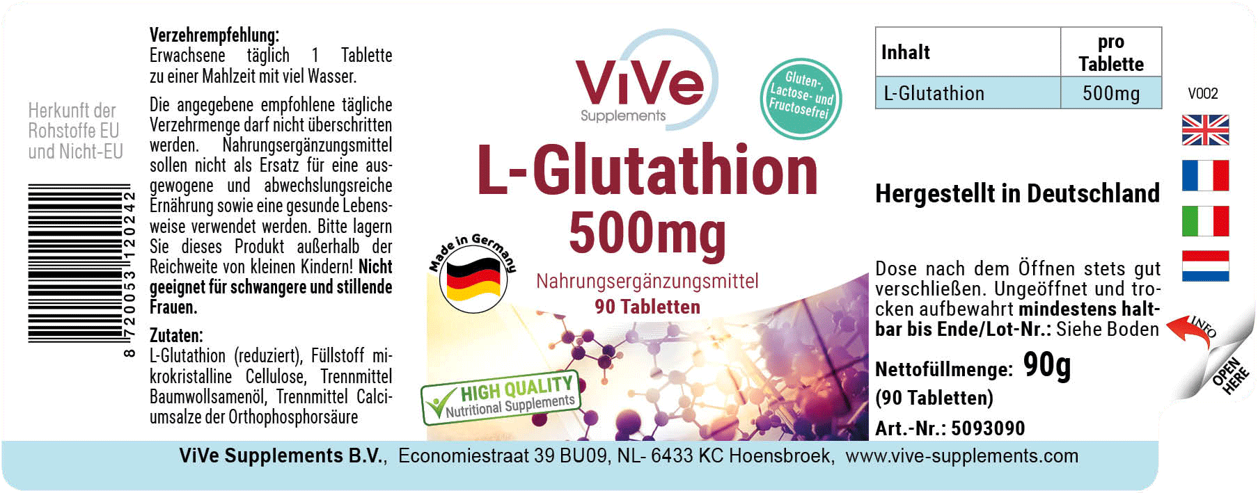 L-Glutatión 500mg