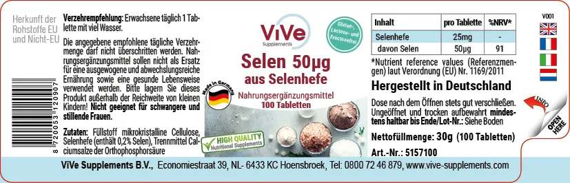 Selen 50µg aus Selenhefe