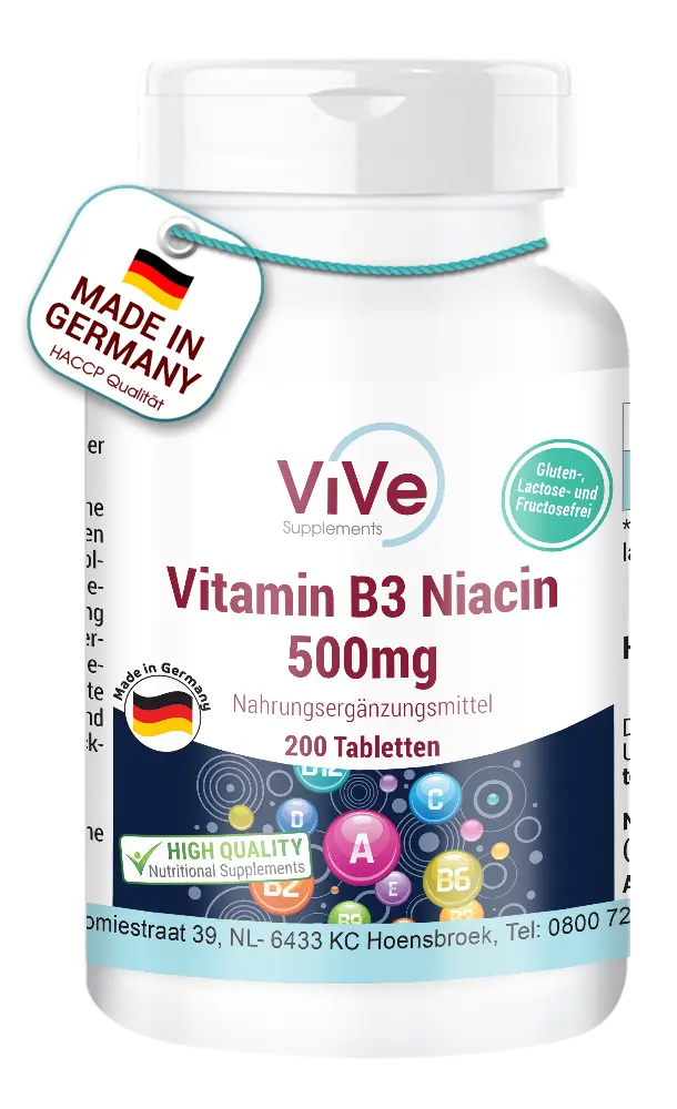 Vitamin B3 Niacin 500mg - 200 Tablets | Vive Supplements