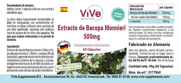 Bacopa Monnieri Extracto 500mg