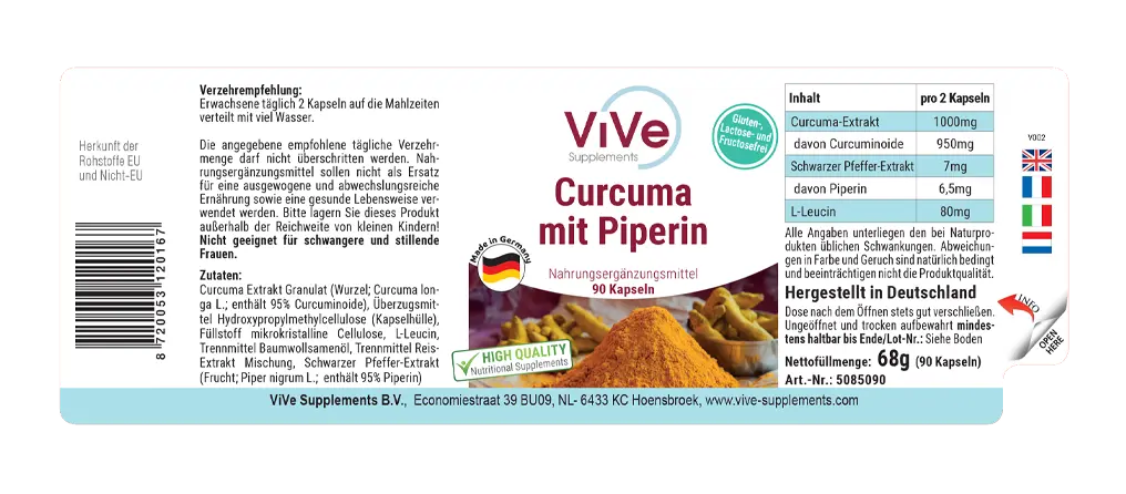 Curcuma mit Piperine 500mg 