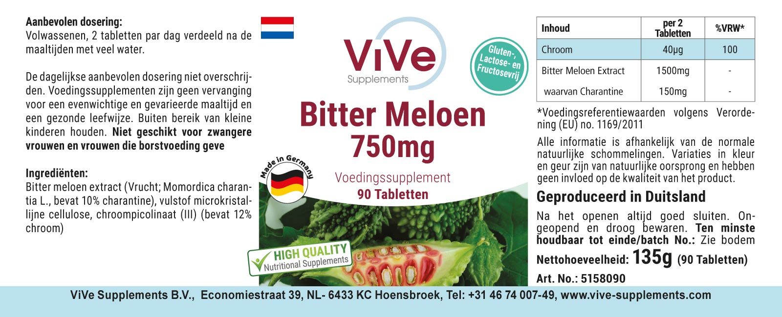 Bittere Meloen 750mg + Chroom