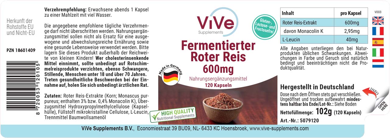 Fermented Red Yeast Rice 600mg