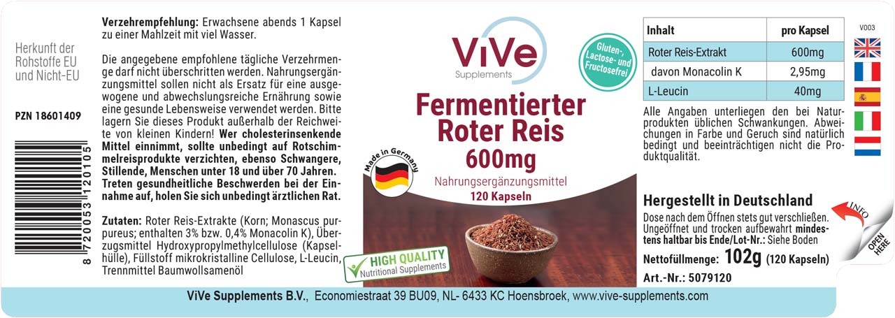 Gefermenteerde Rode Rijst 600mg