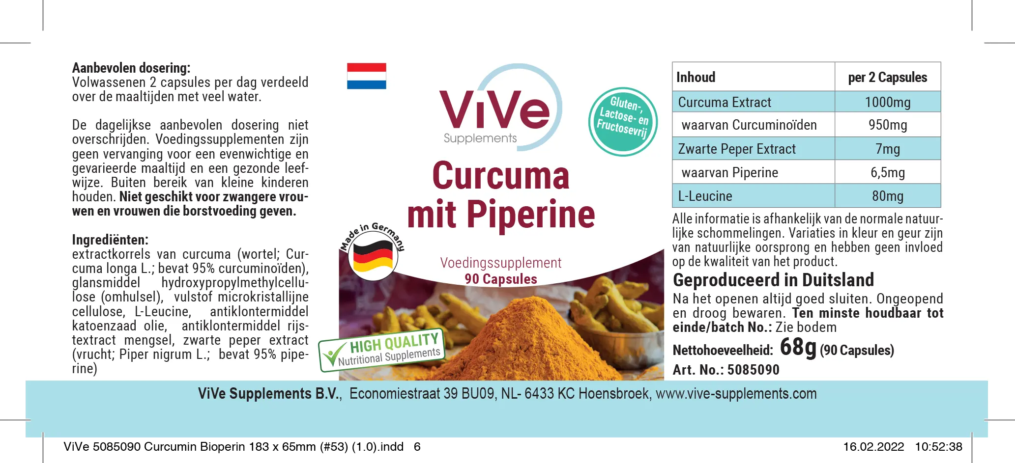 Curcuma mit Piperine 500mg 