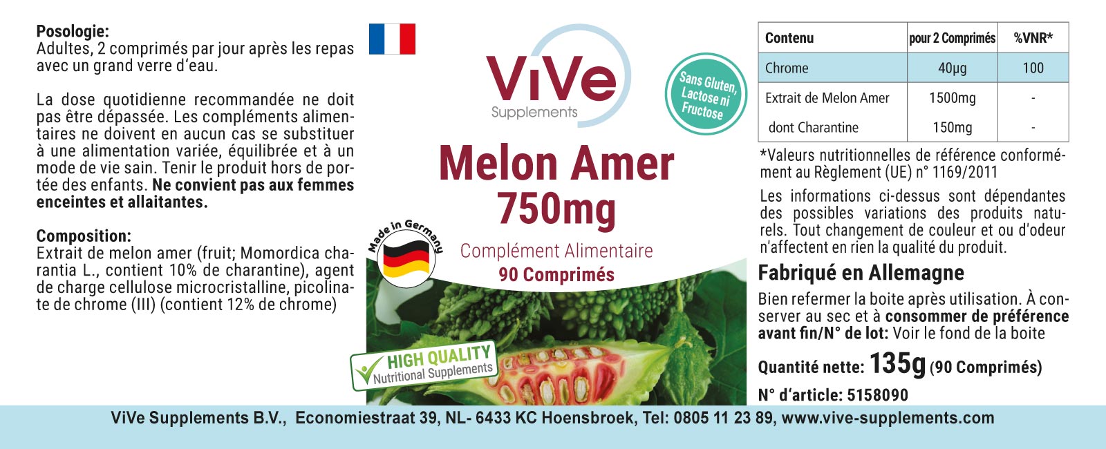 Bittere Meloen 750mg + Chroom