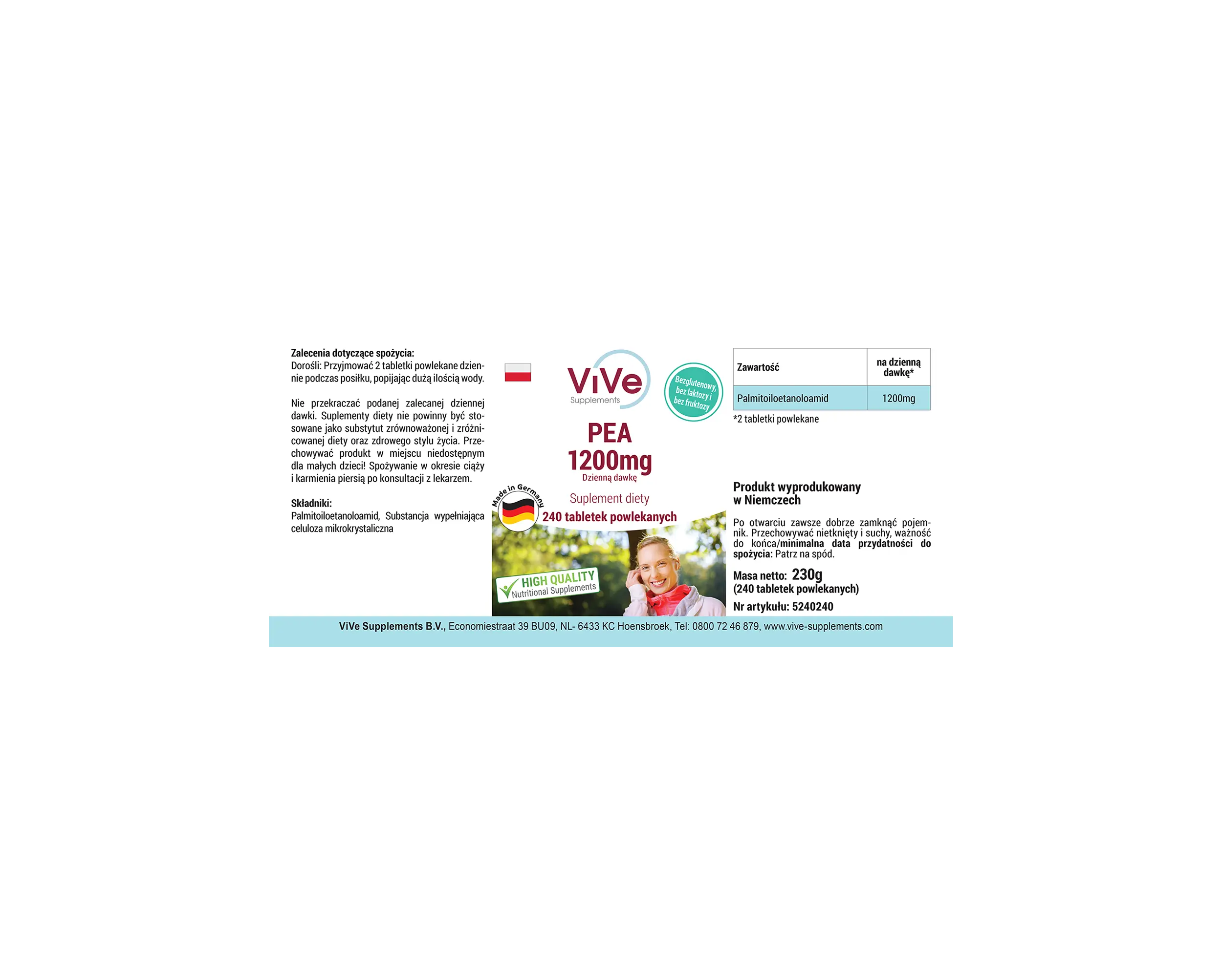 PEA 1200mg - 240 Filmtabletten | Vive Supplements