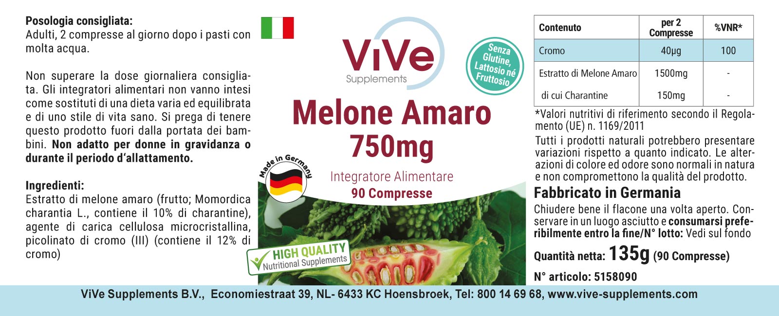 Melone Amaro 750mg + Cromo