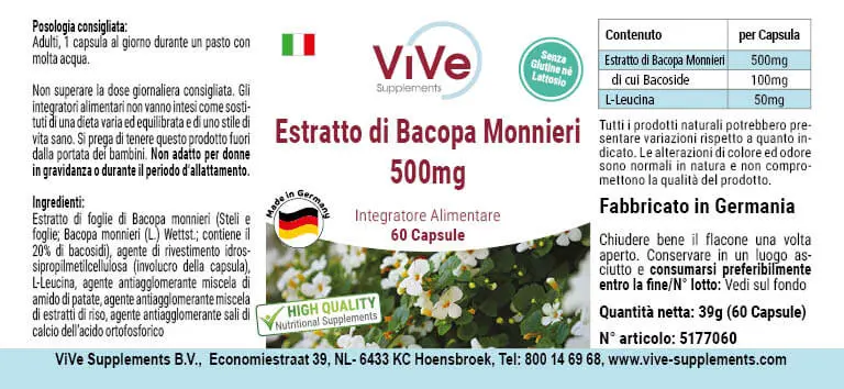 Bacopa Monnieri Extracto 500mg