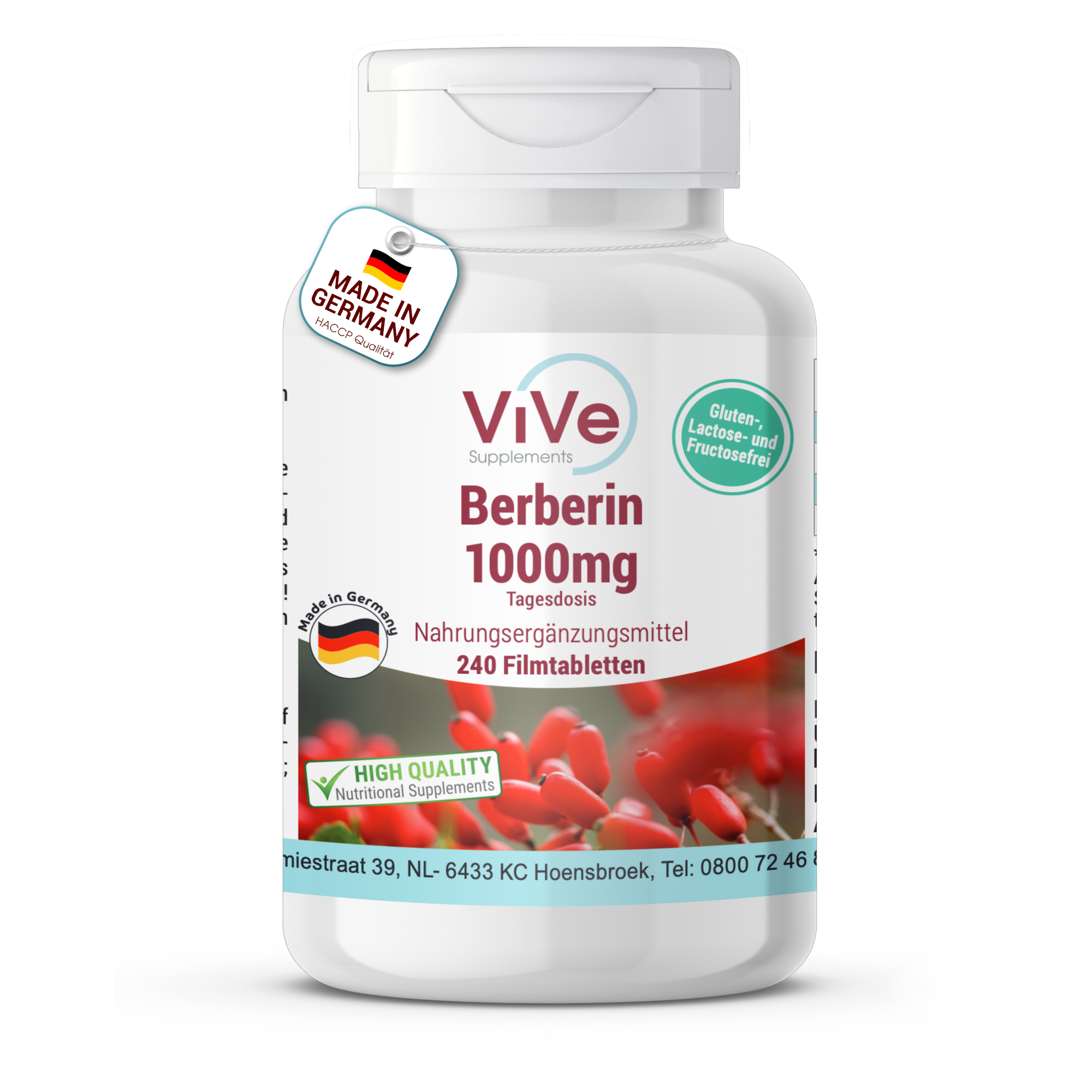 Berberin 1000mg - 240 Filmtabletten | Vive Supplements
