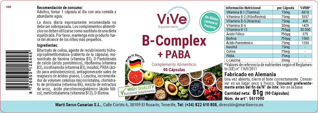 B-Complex + PABA. 90 Cápsulas