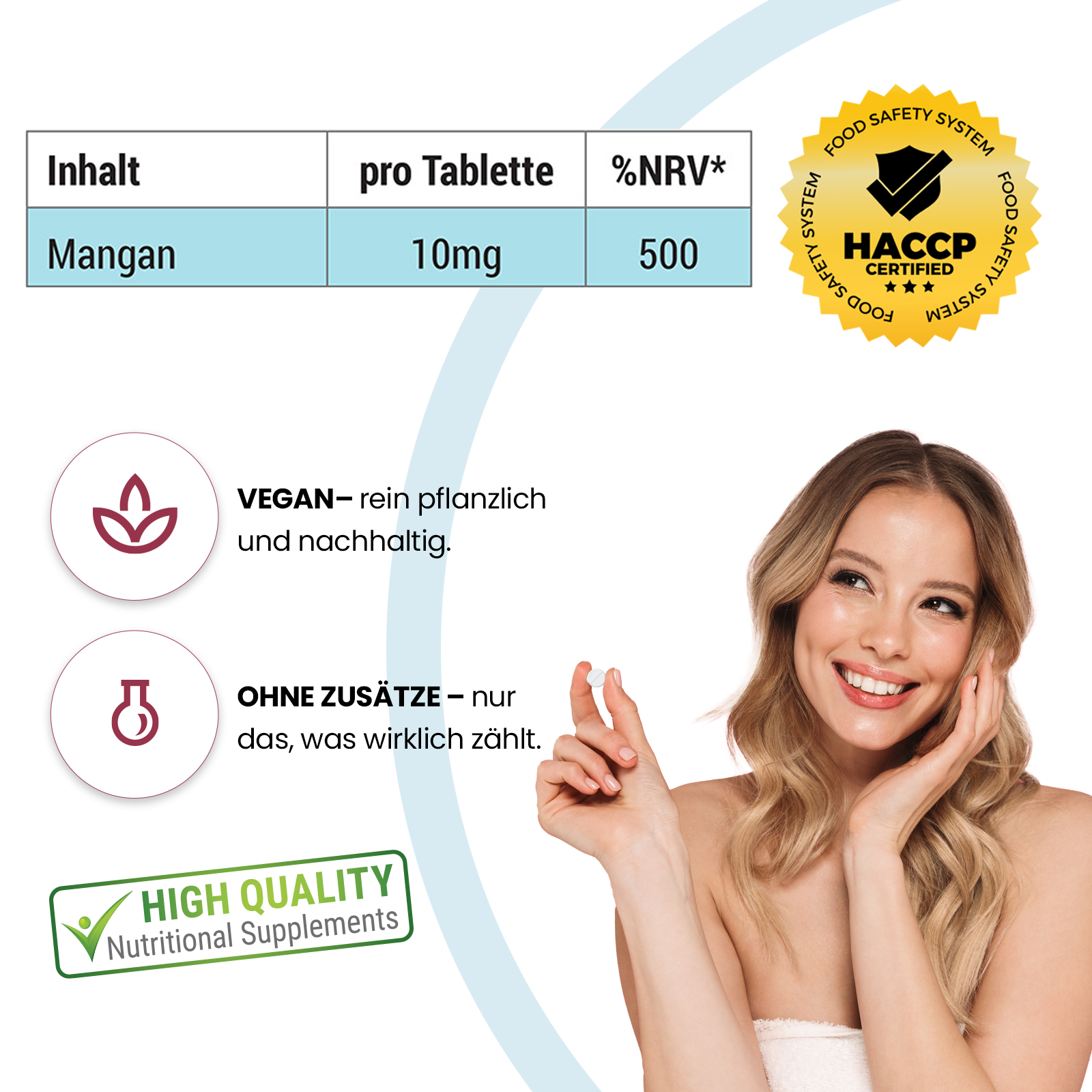 Manganèse 10mg - 200 comprimés | Vive Supplements