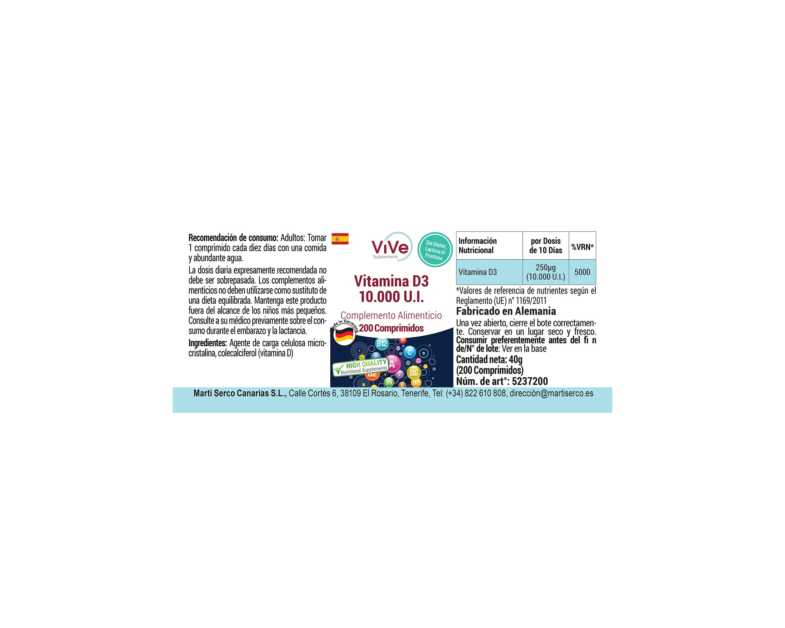 Vitamin D3 10.000 I.E. - 200 Tabletten | Vive Supplements