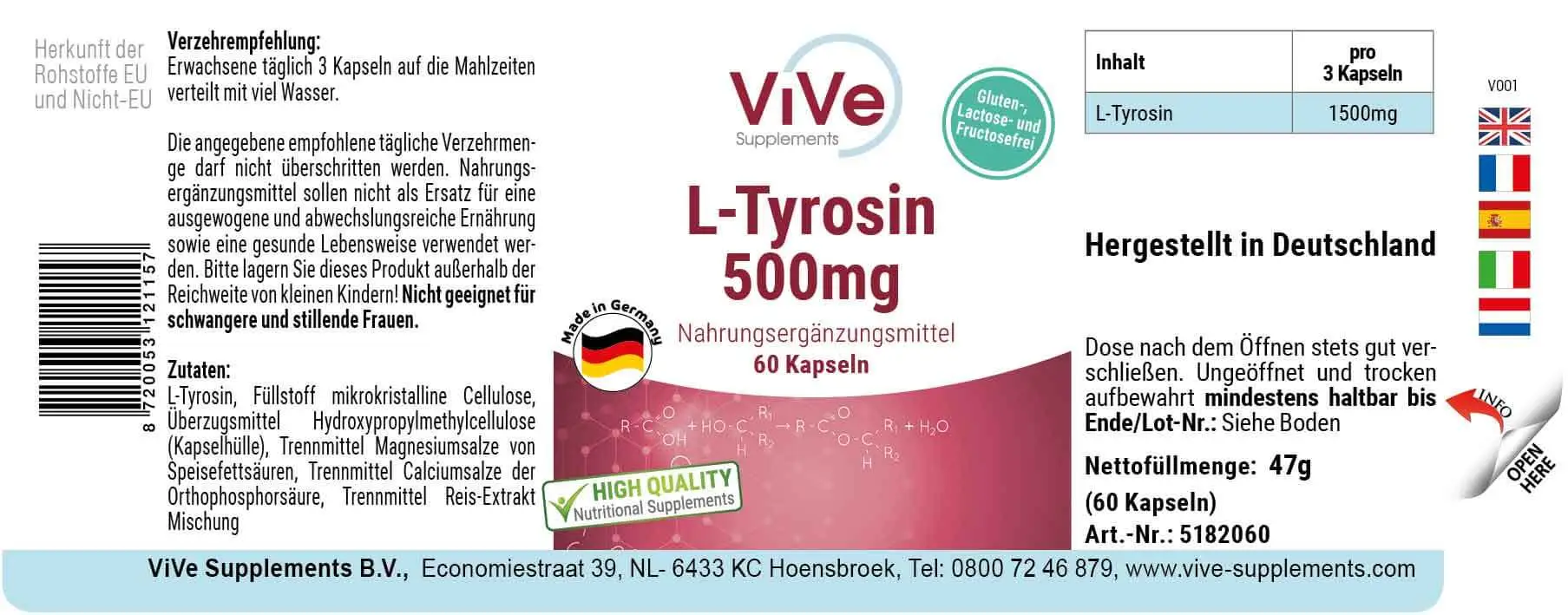 L-Tyrosine 500mg