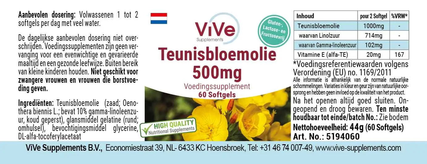 Teunisbloemolie 500 mg 