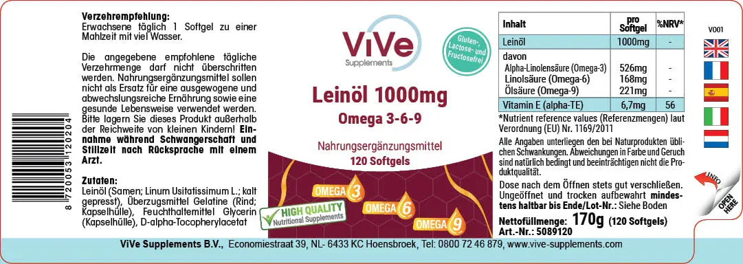 Olio di semi di lino 1000 mg di Omega-3-6-9